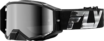 Fly Racing Zone Pro MX Goggle Black/Silver with Mirror/Smoke Lens-Adult| Sharp Vision