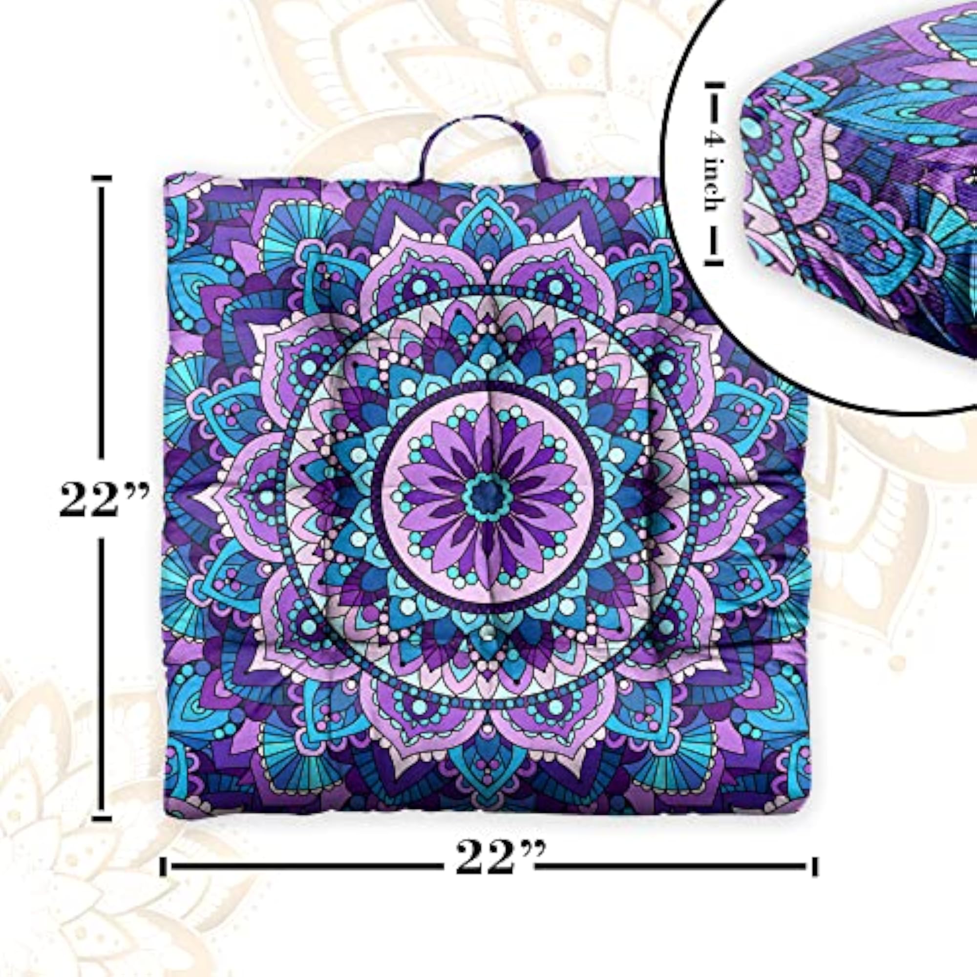 Mandala Meditation Cushion, Boho Meditation Mat