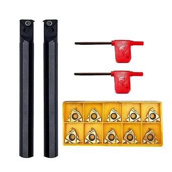 0.5in Shank SNR0013M16 SNL0013M16 External Internal Threading Boring Bar Turning Tool Holder with 10pcs External/Internal Threading Carbide Inserts 16IR 16ER AG60