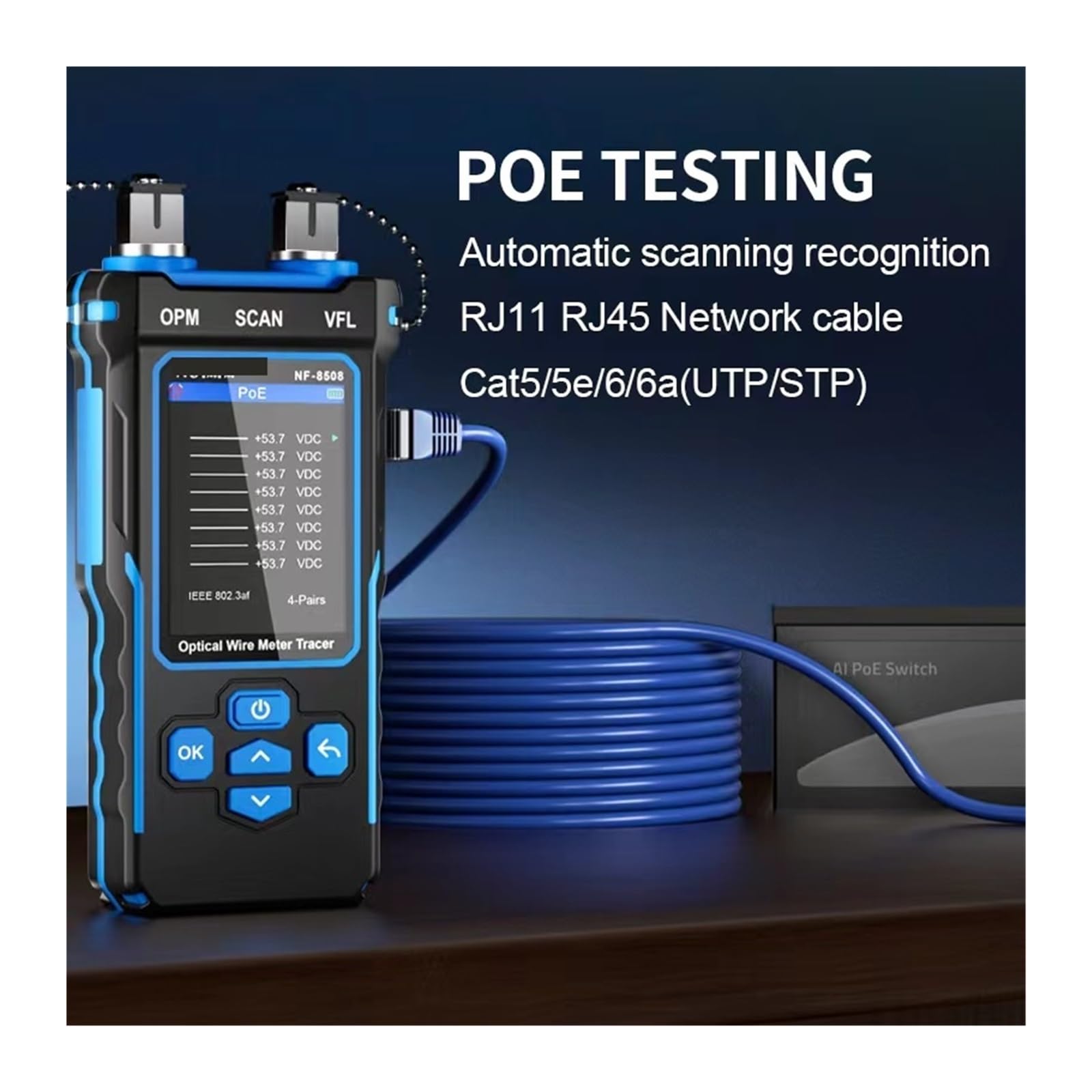 Tester per Fibre Tester For Cavi Di Rete Misuratore Potenza Ottica PoE For In ​​fibra Con Ricerca Linea Da 10 Mw
