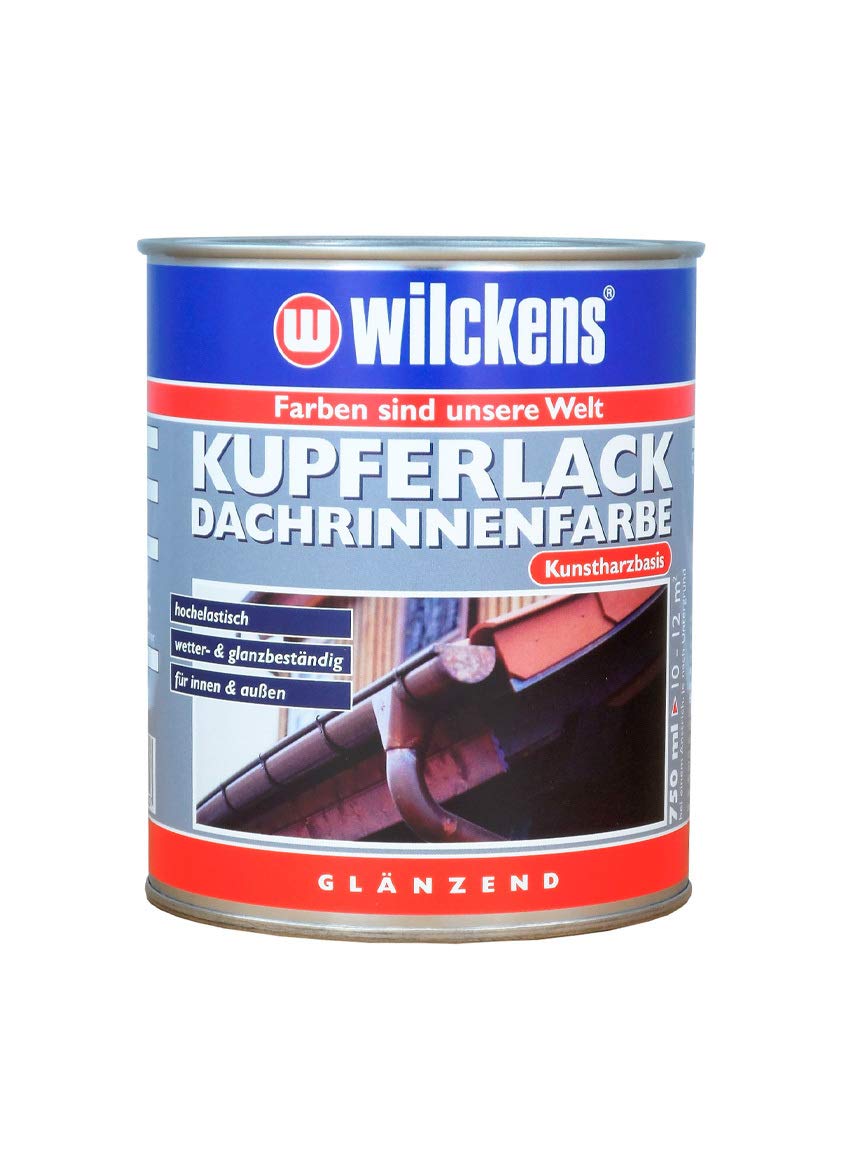 Vernice di rame per grondaia, 750 ml, ca. 10,5 m² Wilckens lucido, per interni esterni, grondaia