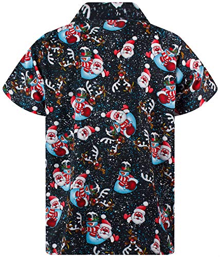 V.H.O. Funky Hawaiian Shirt, Christmas Snowflakes, Black, XL2