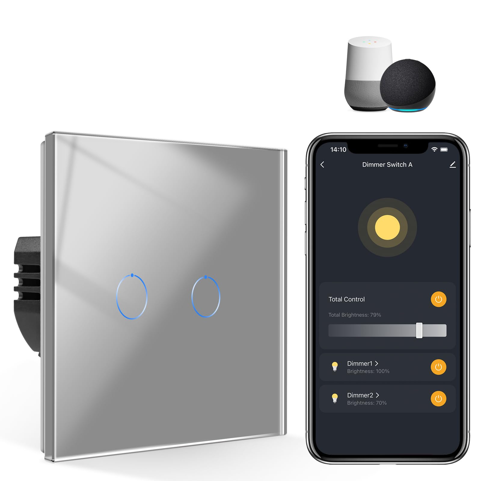 CNBINGO Smart Dimmer Switch for Dimmable LED Light Voice Control by Alexa, Remote Control by Smart Life App