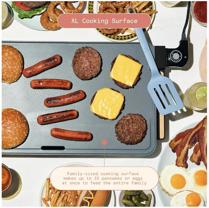 Beautiful XL 12"x22" Non-Stick Electric Griddle – Extra-Large Cooking Surface, Fast Heat-Up, Easy Clean, Adjustable Temperature (Lavender)