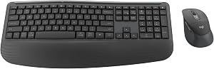 Logitech Signature Comfort Plus Combo MK880 Wireless Keyboard and Mouse Combo, Full-Size Comfort Keyboard with Palm Rest, Silent Clicks, Bluetooth, for Windows and macOS - Graphite