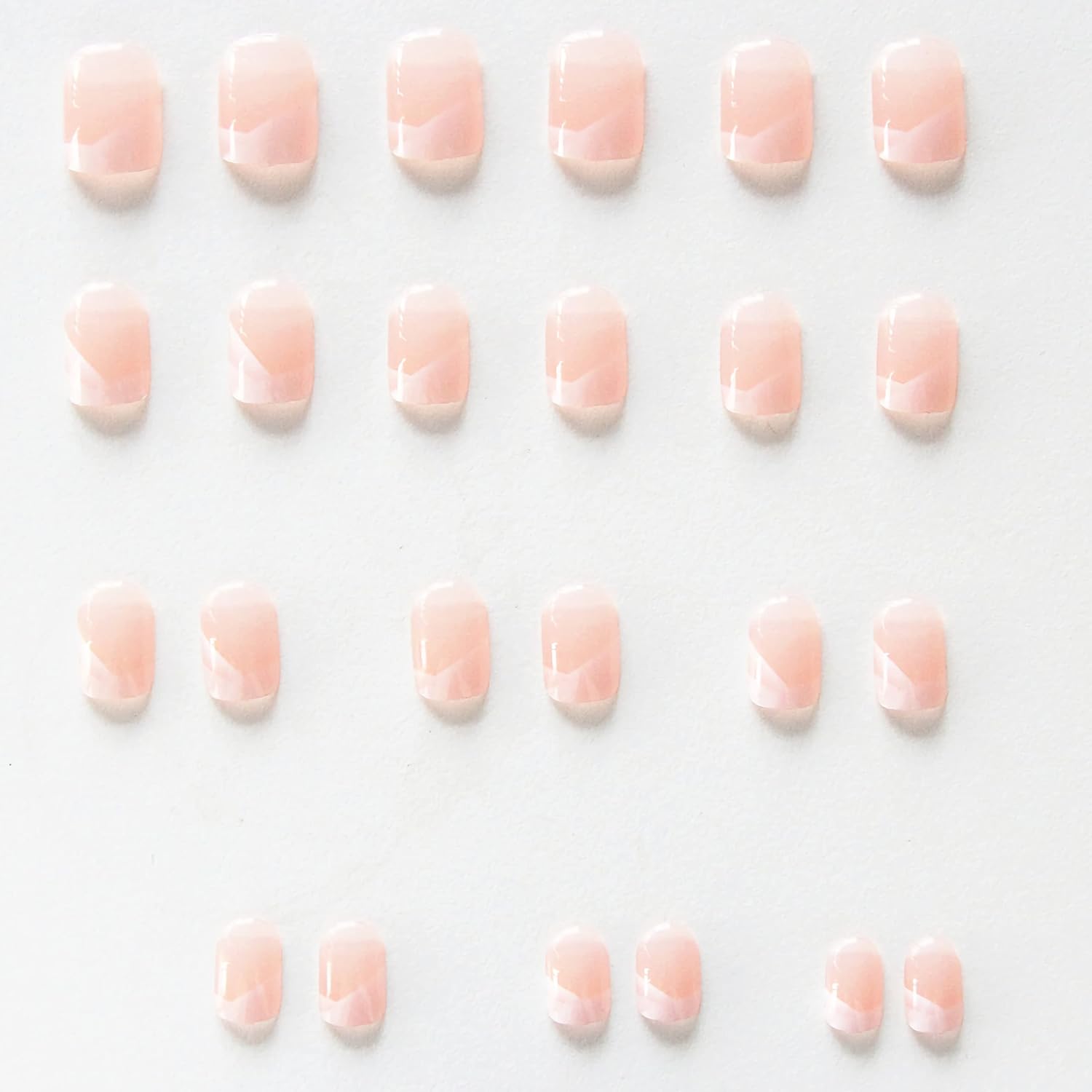 BABALAL Square Press on Nails Medium Fake Nails White Glossy Glue on Nails 24pcs Squoval Acrylic Nails Pink French Nails for Women and Girls
