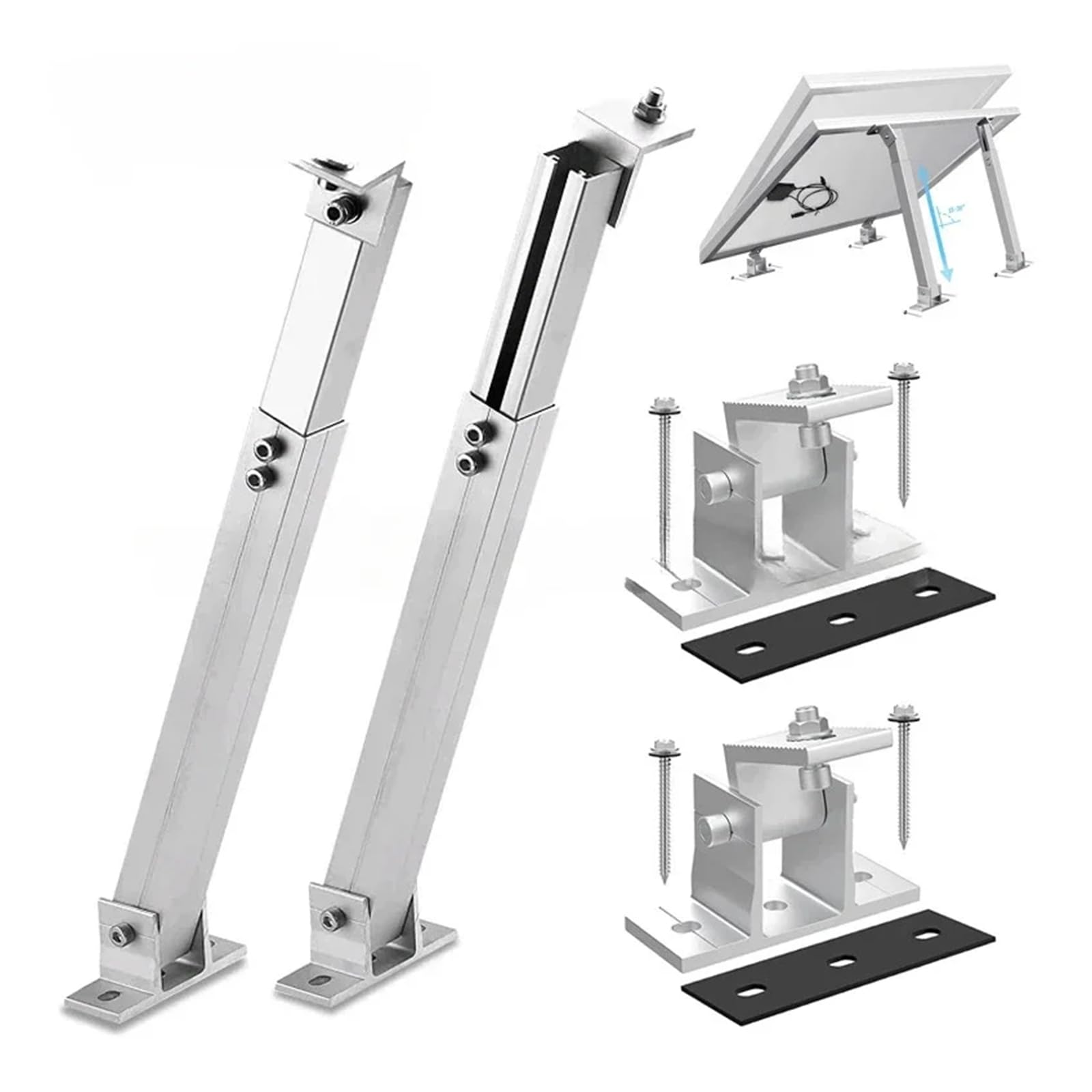 Staffe di montaggio regolabili per pannello solare per tetto camper, set di inclinazione in alluminio resistente per un'esposizione ottimale al sole