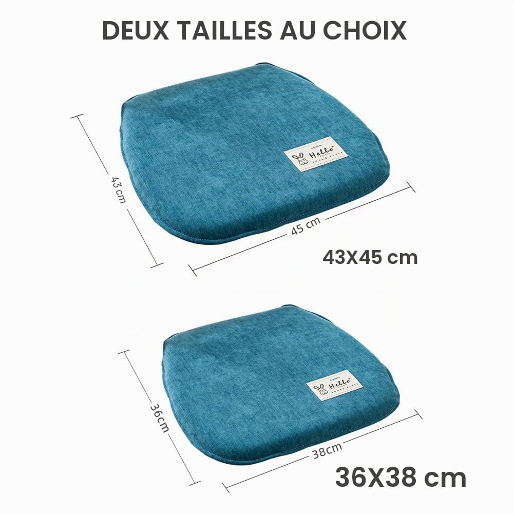 Coussin Chaise Cuisine Lavable, Galette De Chaise Lot De 2 avec Attaches, Antidérapant, Galette De Chaise Dehoussable, Coussins De Chaises D'Interieur Mousse à ​MéMoire(Size:36x38x4.5cm,Color:B)