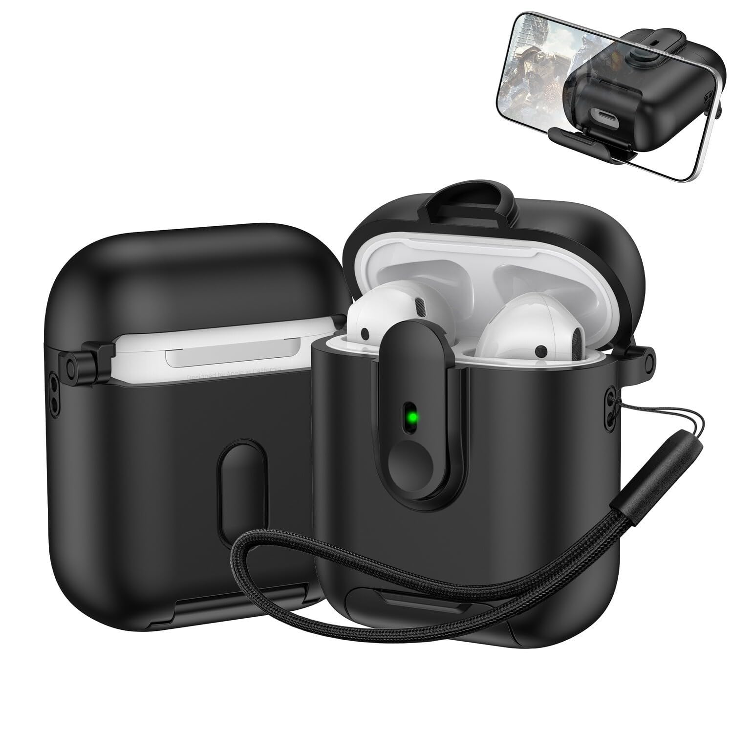 Étui AirPods silicone noir résistant aux chocs avec dos rigide - 7