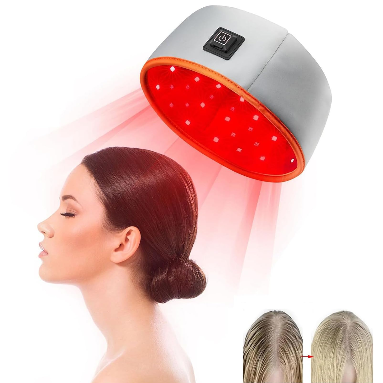 Bonnet De Croissance des Cheveux De Luminothérapie, Casque De Croissance des Cheveux, Bonnet De Photothérapie 120 LED 660nm Et 850nm, Améliore La Santé du Cuir Chevelu