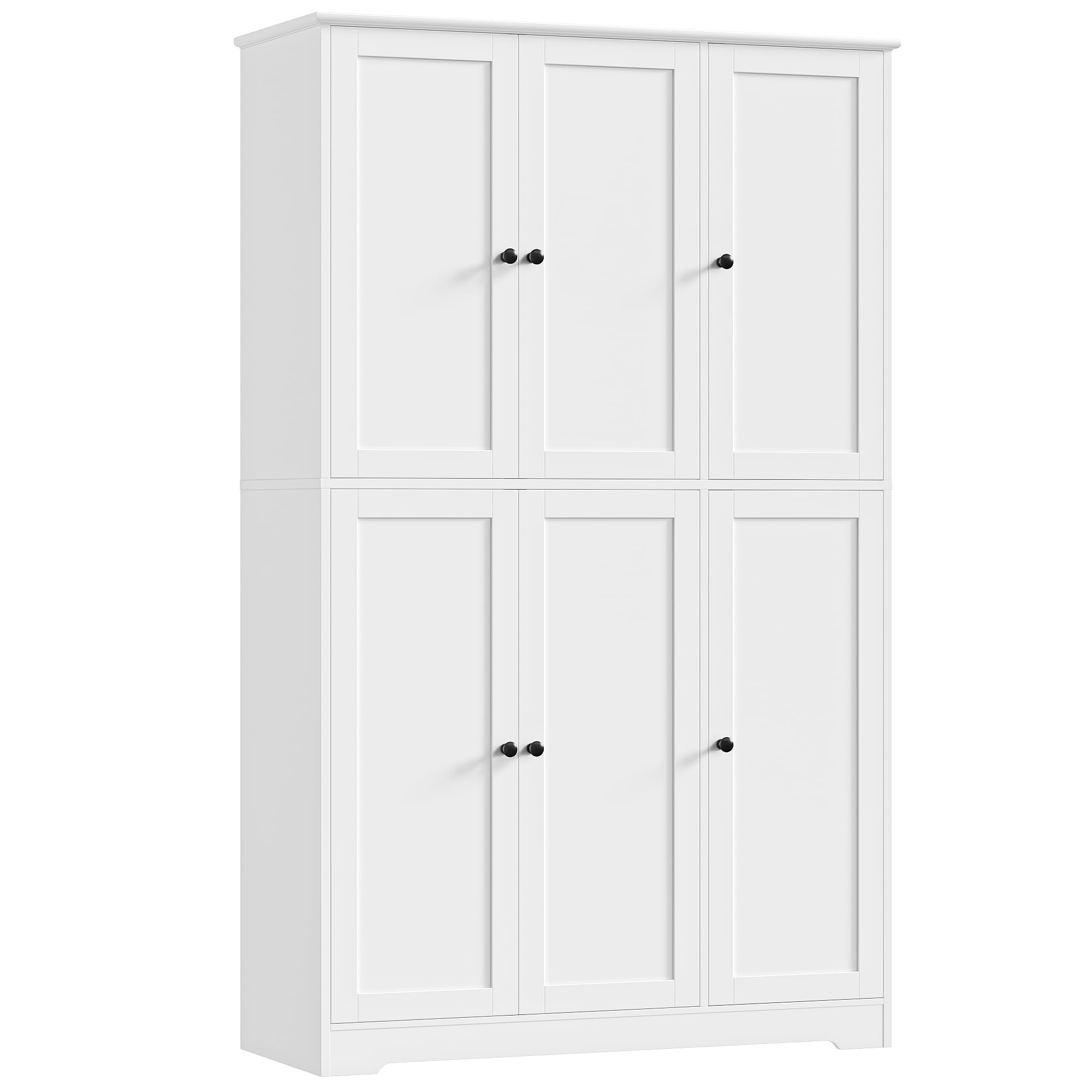 FirFurd Küchenschrank, 180 cm Mehrzweckschrank Vorratsschrank, Buffetschrank mit 6 Türen und verstellbaren Einlegeböden, Allzweckschrank für Küche Wohnzimmer Eingangsbereich, 180x106x37 cm, weiß