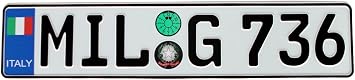 Italy Flag Euro Style Plate with Registration Seals - Random Characters