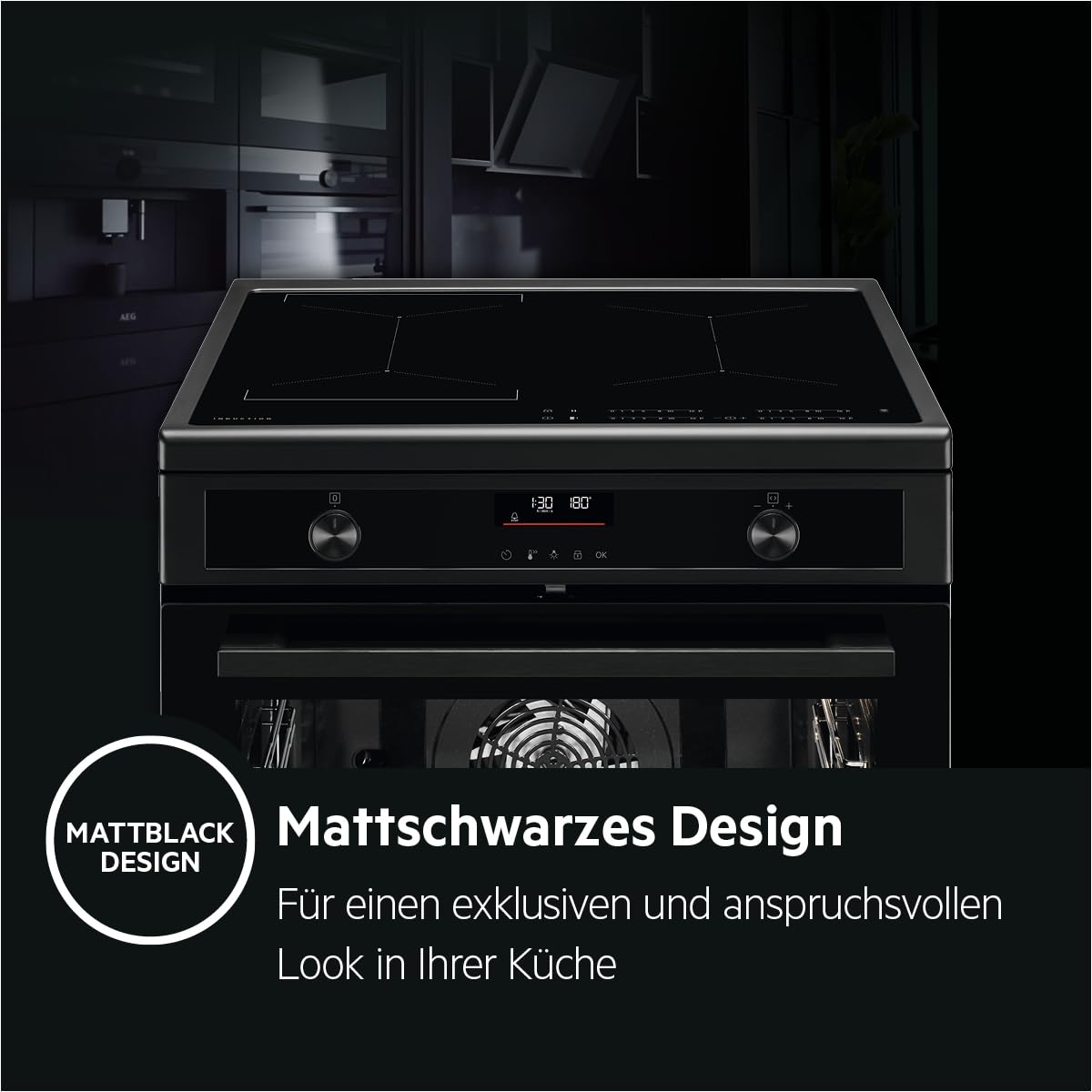 AEG Standherd mit Induktions-Kochfeld 60 cm Hob²Hood Pyrolyse SoftClosing Touch-Bedienung CIB6499APB