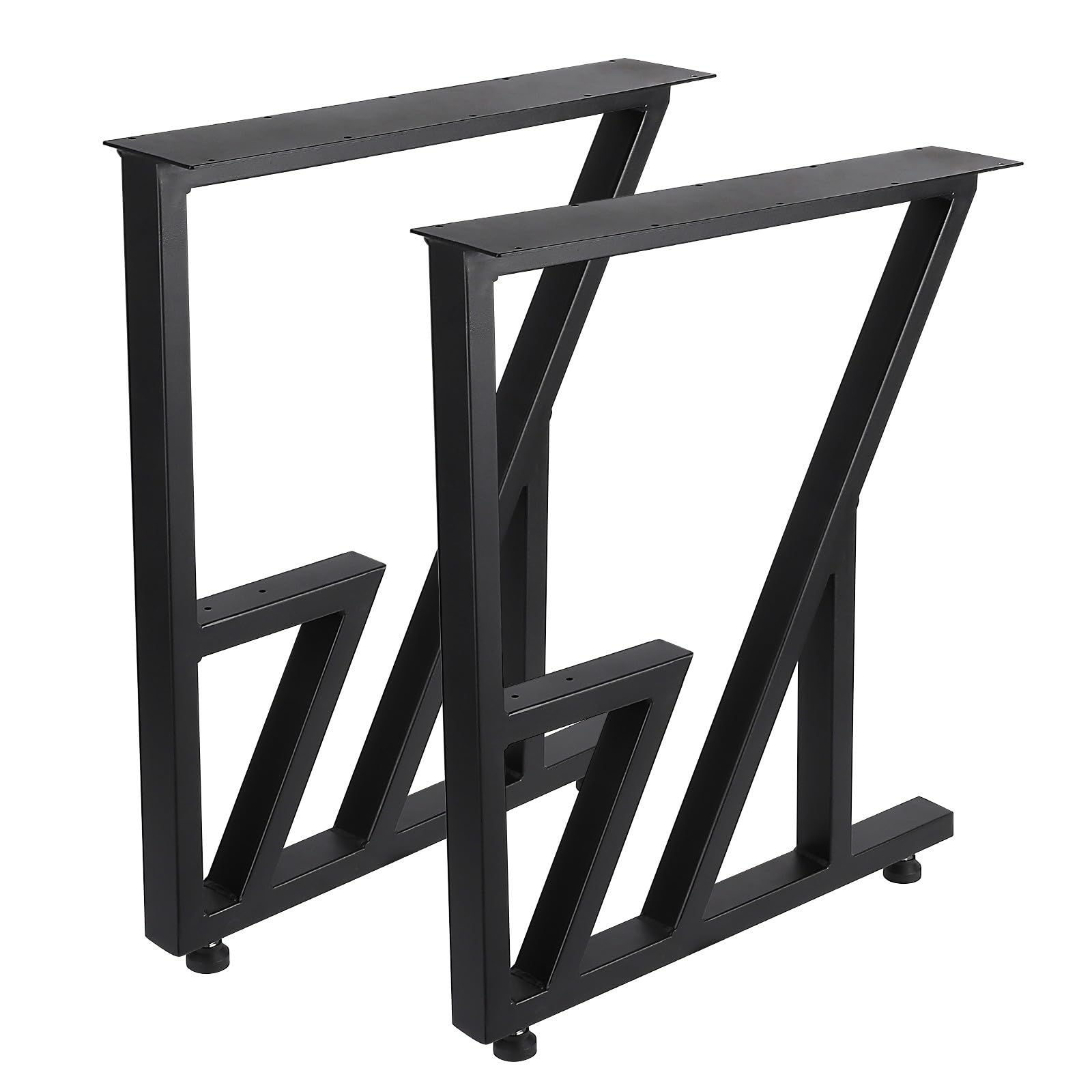 Euker Set of 2 Industrial Square Metal Table Legs Black Steel, 28×24 Inch