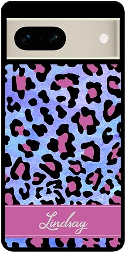 Miniatura 2 de Pink and Blue Leopard Personalized Black Rubber Phone Case Compatible With Google Pixel 10, 10 Pro, 10 Pro XL, 9a, 9 Pro, Pixel 9, Pixel 9 Pro XL,