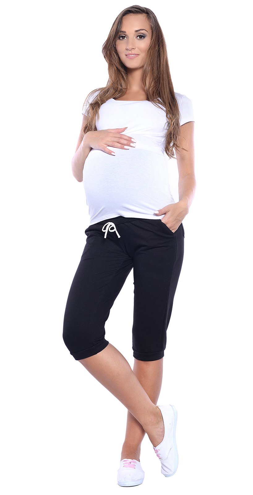MijaCulture Vêtements de Maternité/Pantalons de Maternité Capri Pantalons Capri Détendus 4090