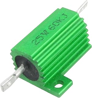 Green 25W Watt 60K Ohm 5% Aluminum Housed Wire Wound Resistor (25W Verde 25W vatio 60K ohmio 5% de aluminio con resistencia de alambre enrollado ABUZIV