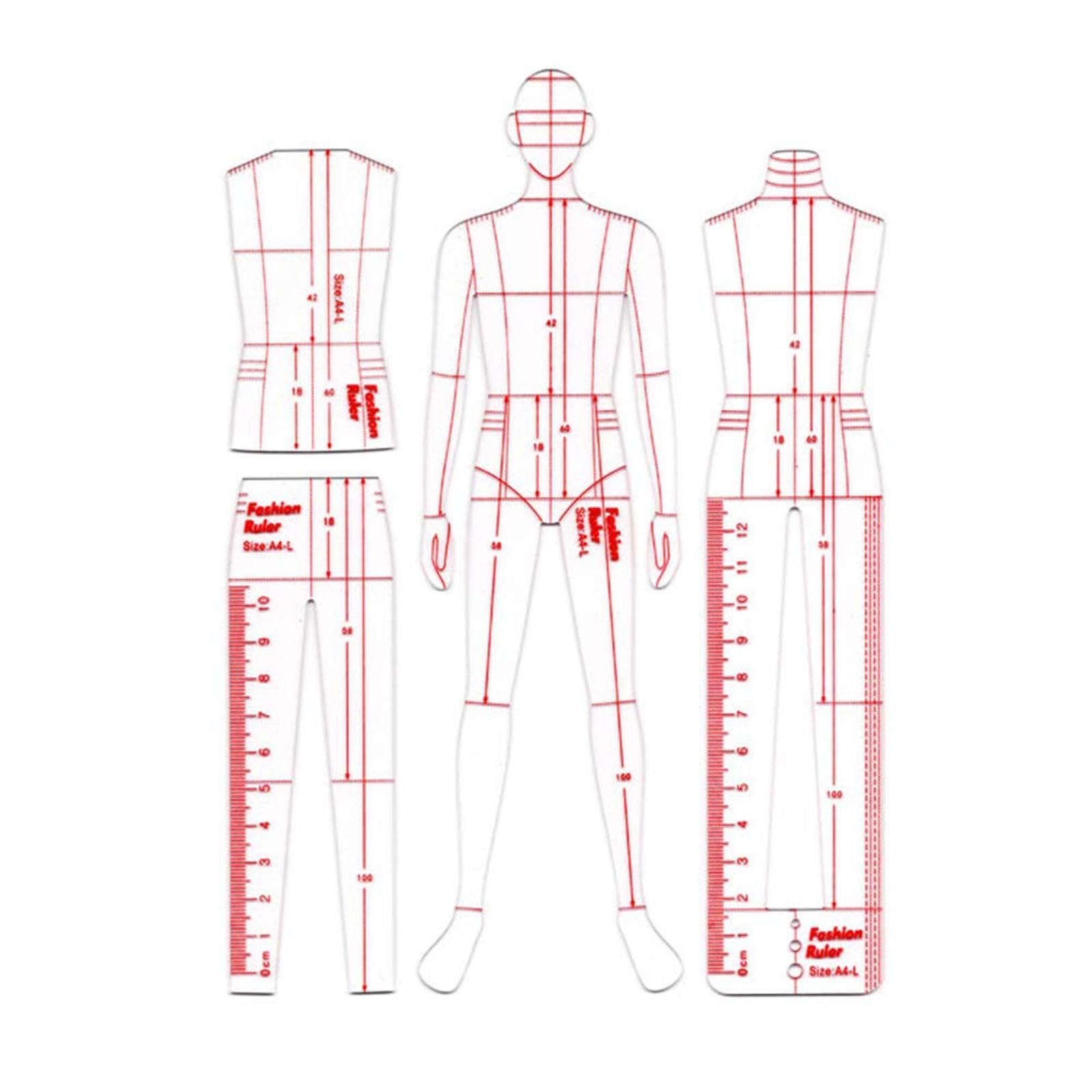 Qianly Reglas para Plantillas de Dibujo de Moda, Reglas para Ilustración de Moda para Ropa de Trabajo