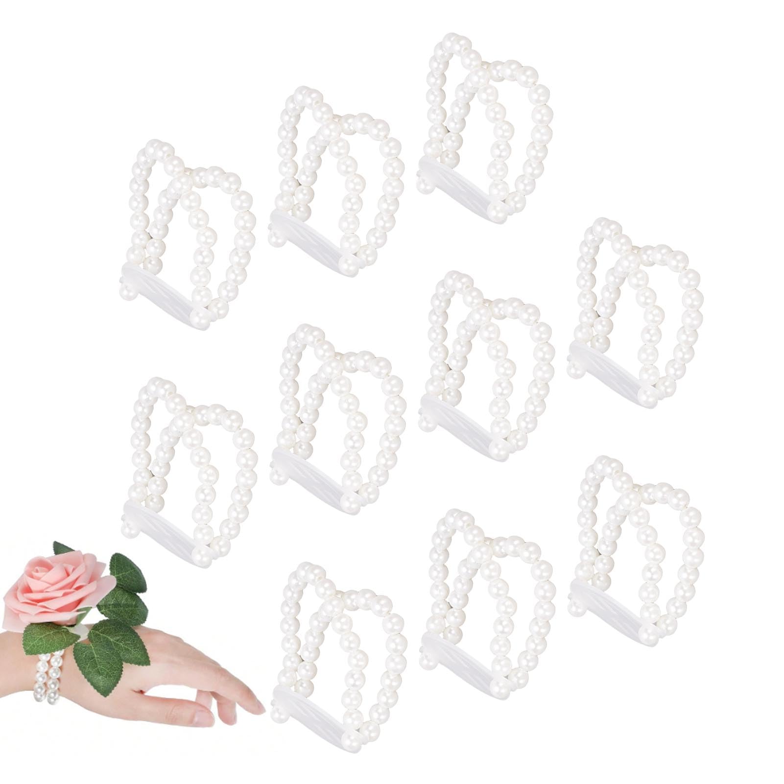 Greensen Wedding Bands 10 Piezas Pulsera Corsage de Muñeca con Cuentas, Pulsera Elástica para DIY, Decoraciones para Fiesta de Bodas