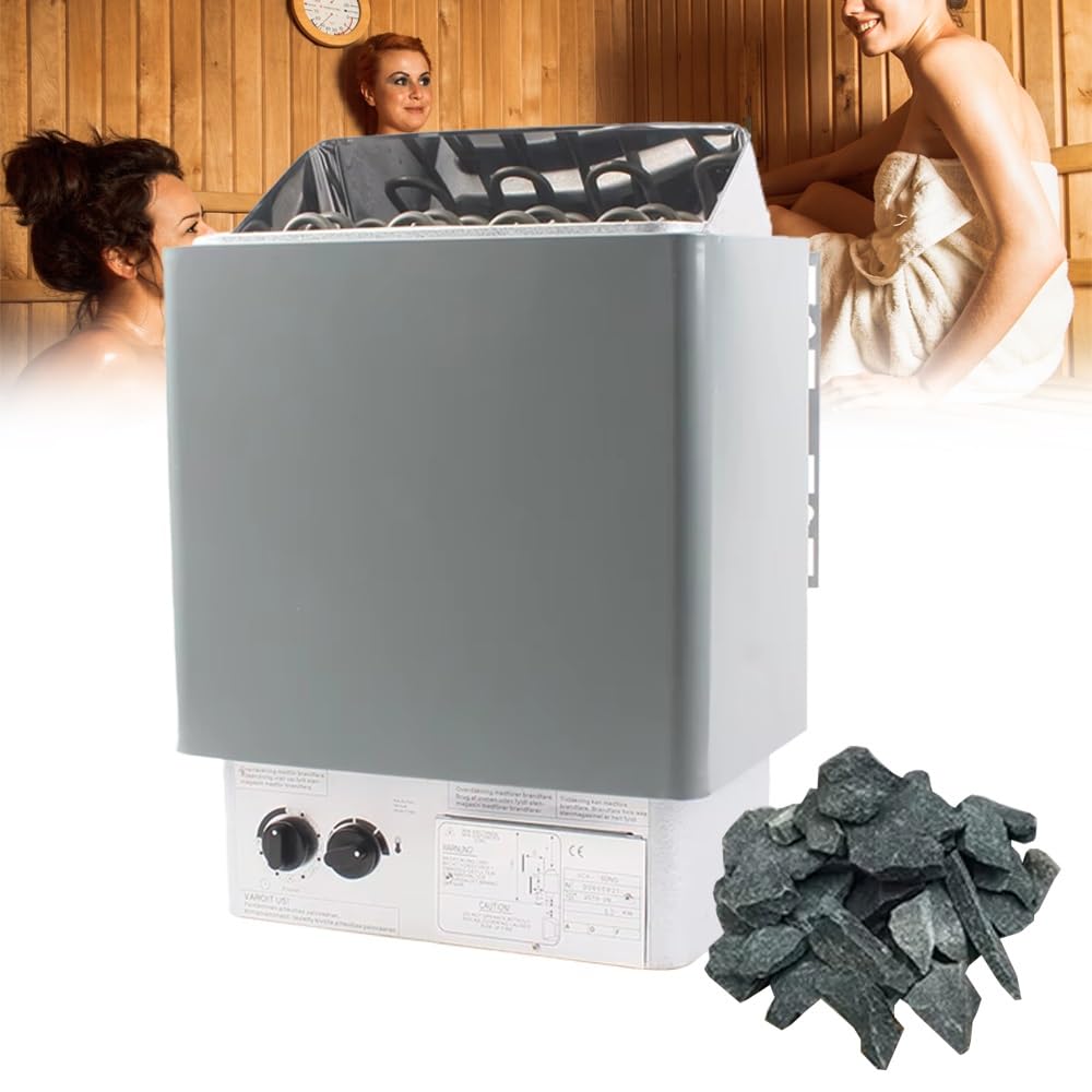 Stufa elettrica per Sauna, Stufa per Sauna in Acciaio Inossidabile, Stufa per Sauna a Vapore Secco da Bagno, per saune domestiche, palestre, Spa (3kw/220v)