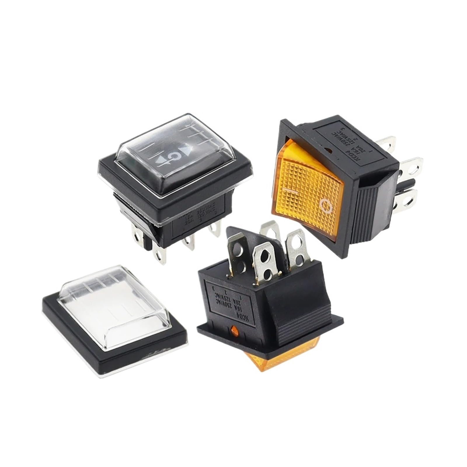 Interruttore a bilanciere KCD4 da 10 pezzi, 2 posizioni, 4/6 pin, con alimentazione luminosa 16 A 250 V CA/20 A 125 V CA(4Pin Red)