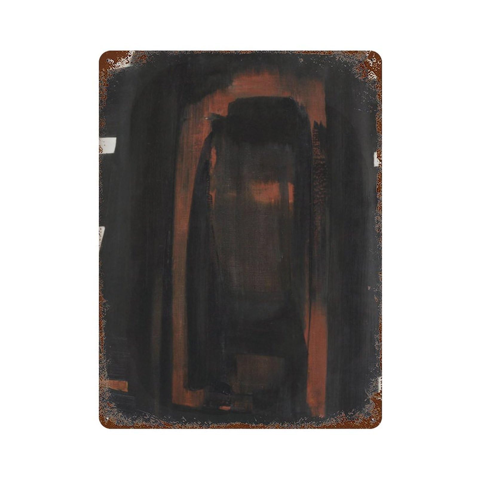 xiaoxiaoshen Soulages Black Orange Abstract Exhibition Wall Decor Art Metal Tin Poster Modern Home Decor Art Home Bar Shop Decorations Vintage Sign 40x30cm