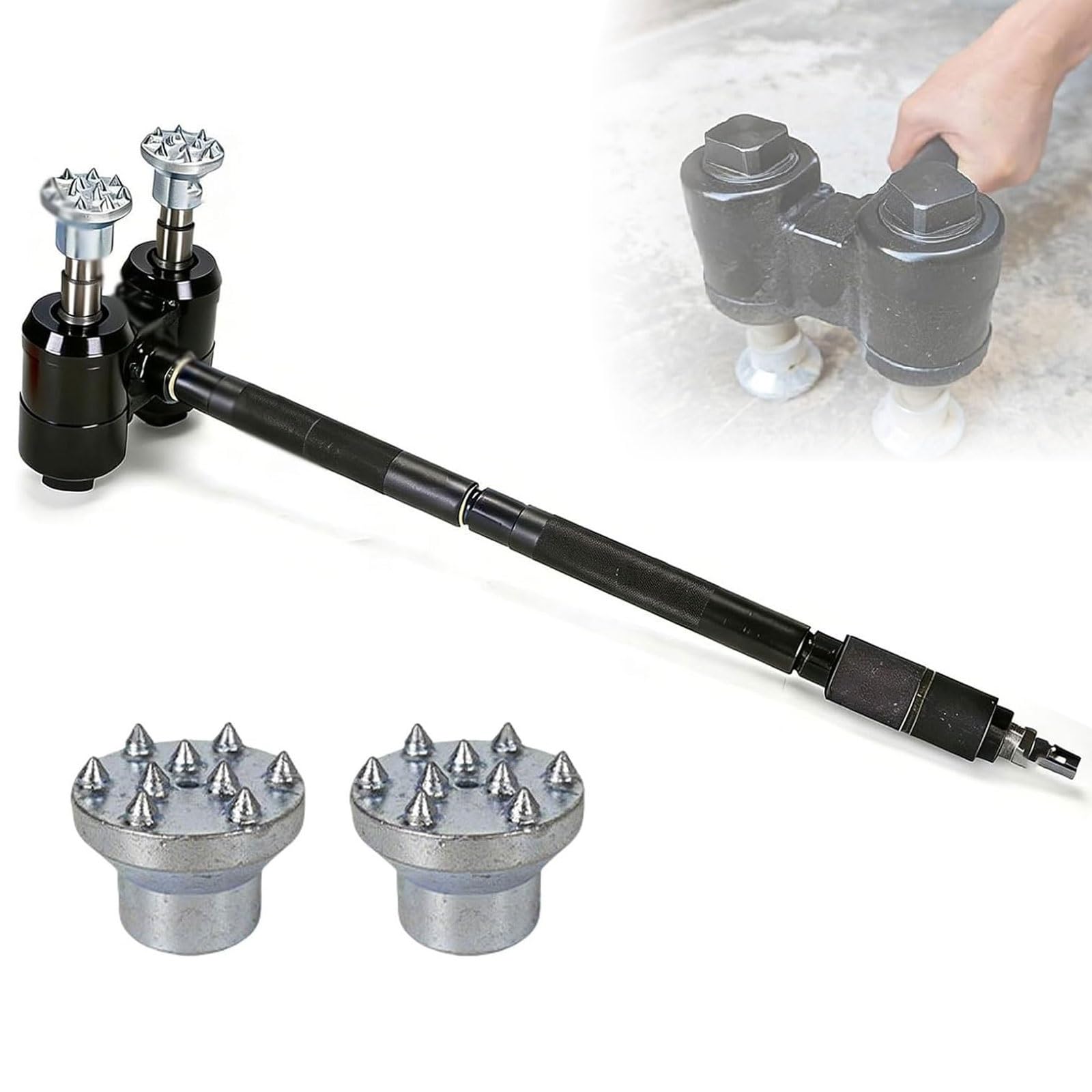 Martillo neumático doble para costras, alta frecuencia de impacto para textura de piedra y acabado de lichi, herramienta de preparación de superficies de hormigón