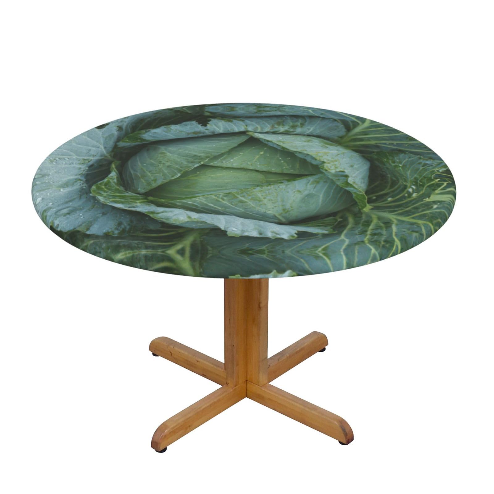 YQxwJL Bright Cabbage Print Round Picnic Tablecloth, Elastic Fitted Table Covers For 90-140 Cm Tables Camping Indoor Outdoor