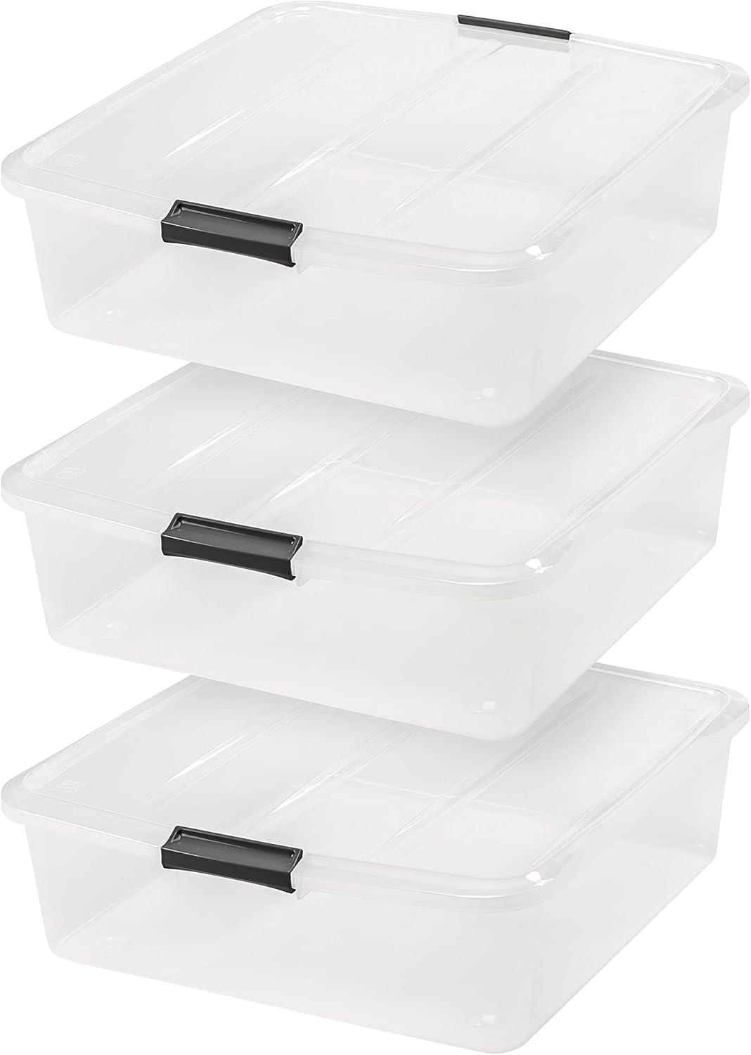 IRIS USA 31.2 L (33 US Qt.) Plastic Under Bed Storage Bin with Lids and