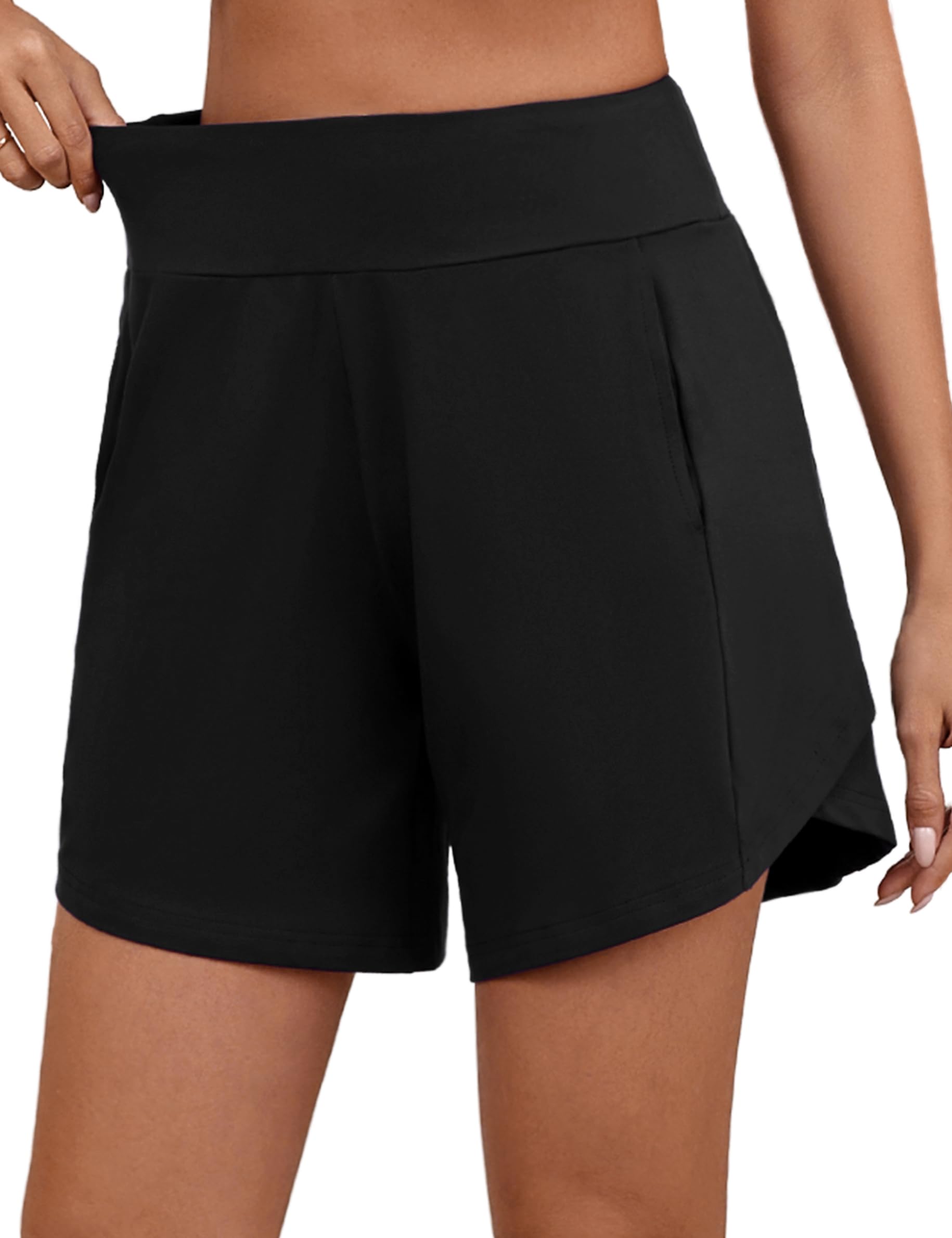 Womens Bermuda Shorts Lounge Athletic Running Shorts Casual Workout Hiking Short High Waisted Sweat Shorts-image-3