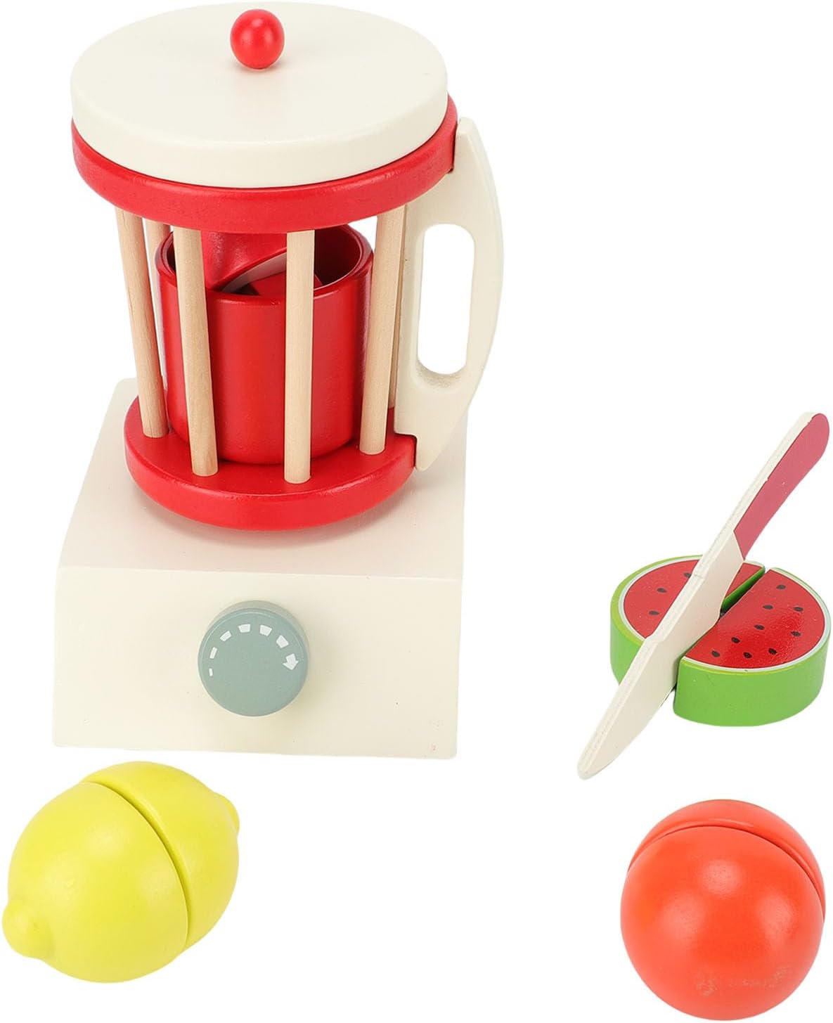 Diydeg Blender Toy, Wooden Smoothie Blender with Cup and Fruit Cutter, Kids Kitchen Accessories Set Role Play Juicer Maker for Toddlers Boys Girls Ages 3+