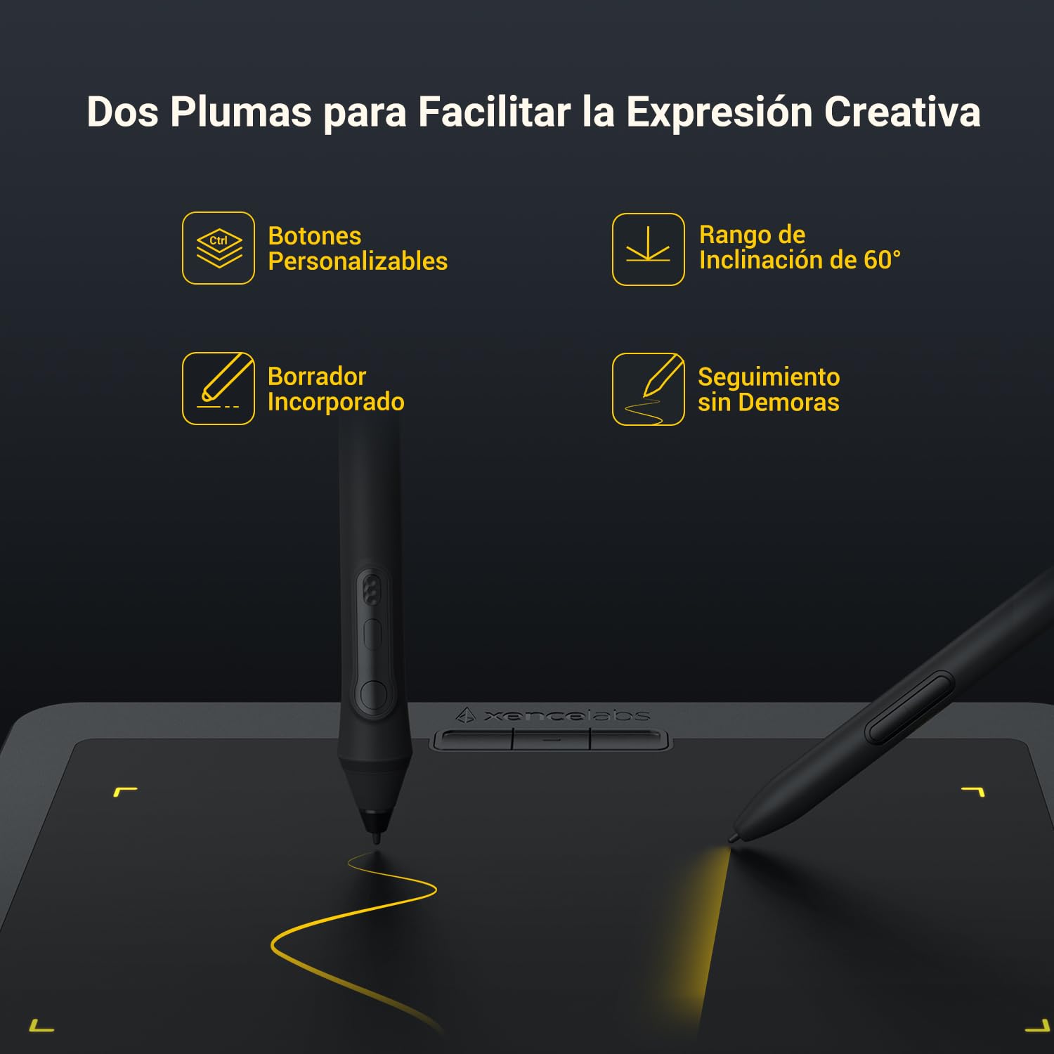 Xencelabs Pen Tablet Small Tableta Gráfica Profesional Inalámbrica de Dibujo 2 Plumas sin Batería Tableta de 8" con Relación 16:9 para Windows-Arm/Windows/Mac/Linux