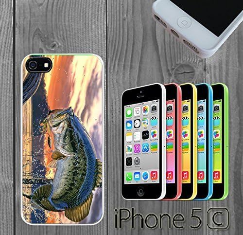 Pro Fishing Bass Mouth Custom made Case/Cover/Skin FOR iPhone 5C Color -White- Rubber Case (Ship From CA)