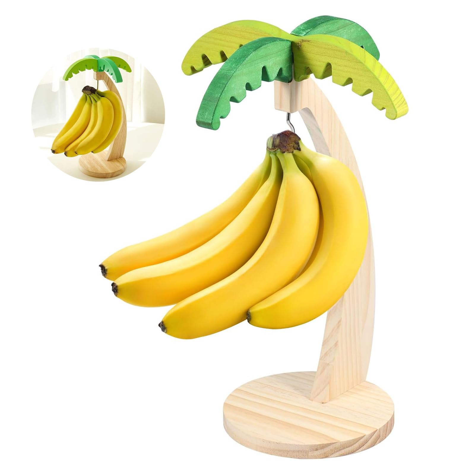 Porta banana rimovibile in legno con supporto – Supporto per banane per cucina, divertente supporto per frutta per mantenere le banane fresche