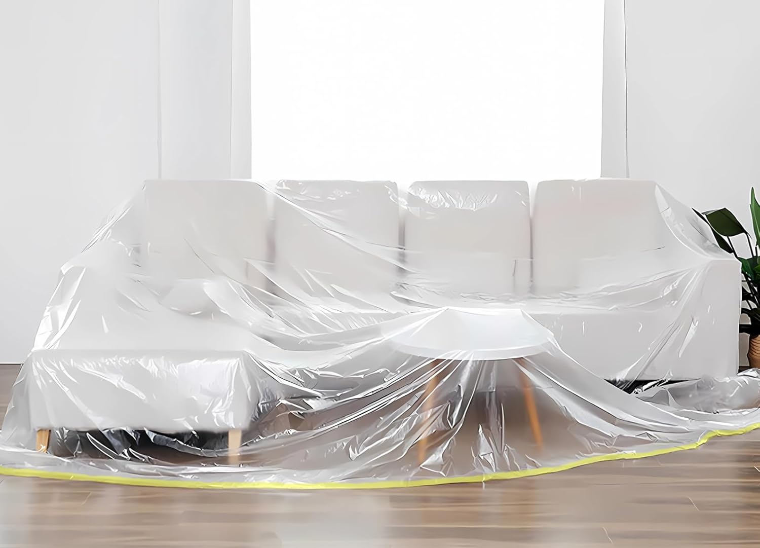 IRESTCLH 146"/12ft Plastic Sofa Cover,Furniture Covers