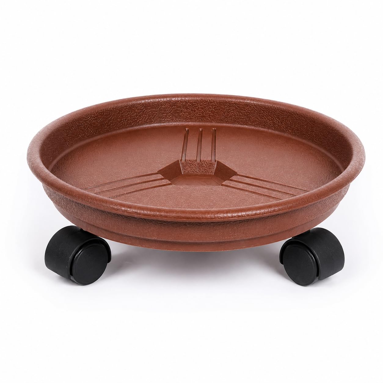 Rolling Plant Pot Saucer with Wheels, Heavy-Duty Plastic Planter Caddy for Indoor Outdoor Plants 200mm Inner Diameter (Single Unit) Brown-image-45
