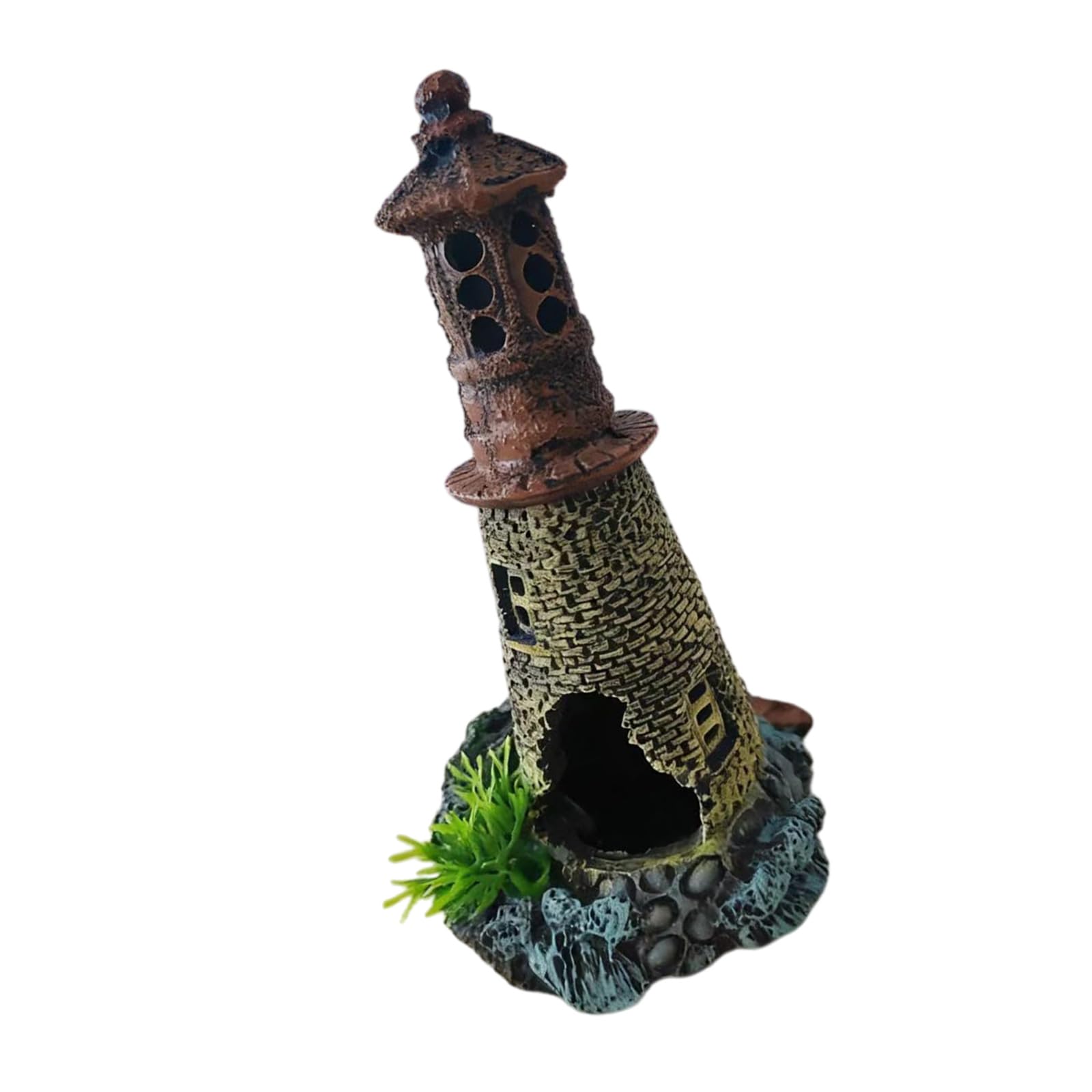 Vdaxvme Handcrafted Underwater Lighthouse Decoration with Stable Base Durability Resins Sculpture for Fish Tanks Use Artistic Resins Miniature Statue