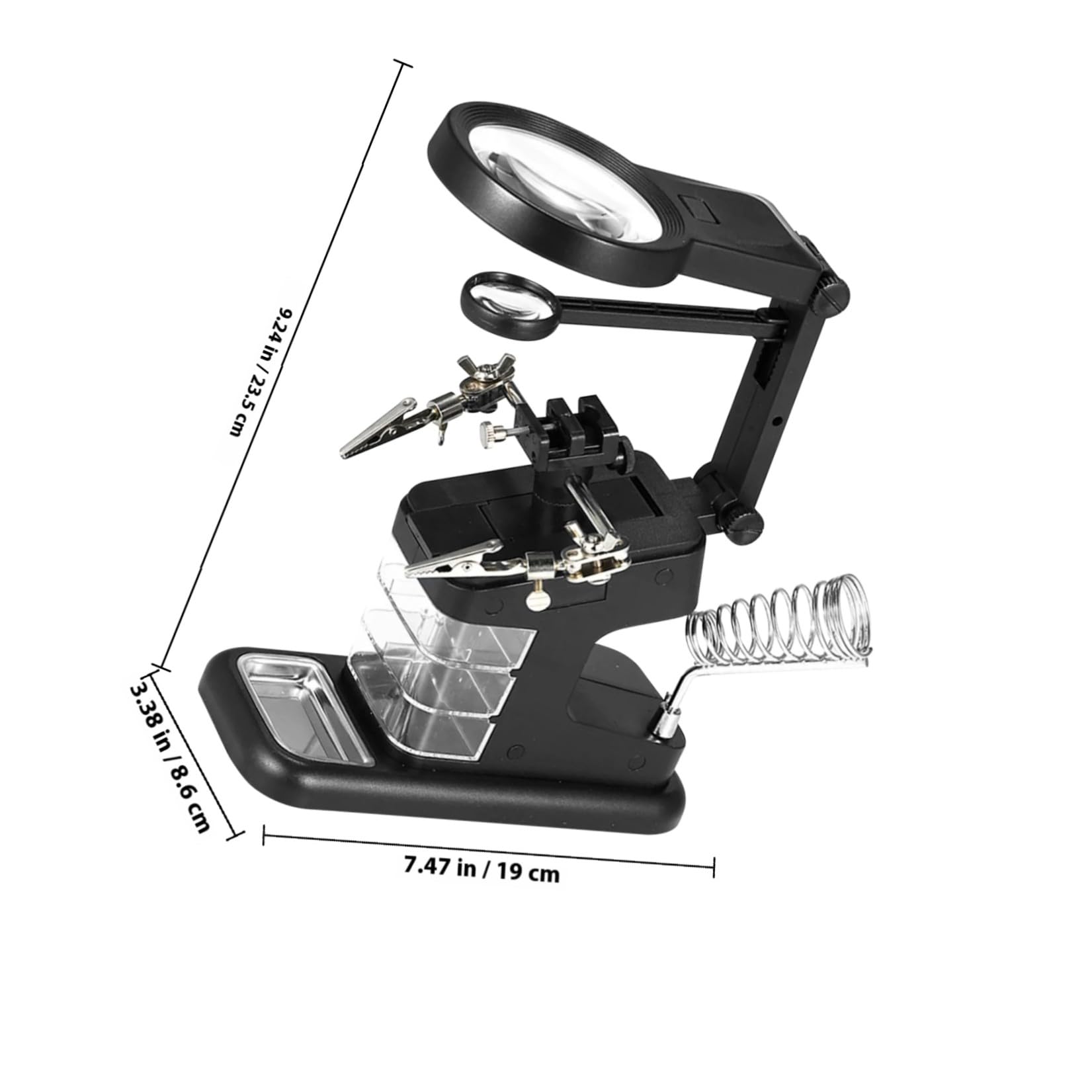 PRETYZOOM Morsetto USB per Saldatura 10 Luci Led, Lente di Ingrandimento, Materiale Abs e Metallo, Supporto Flessibile per Riparazioni Elettroniche e Saldatura