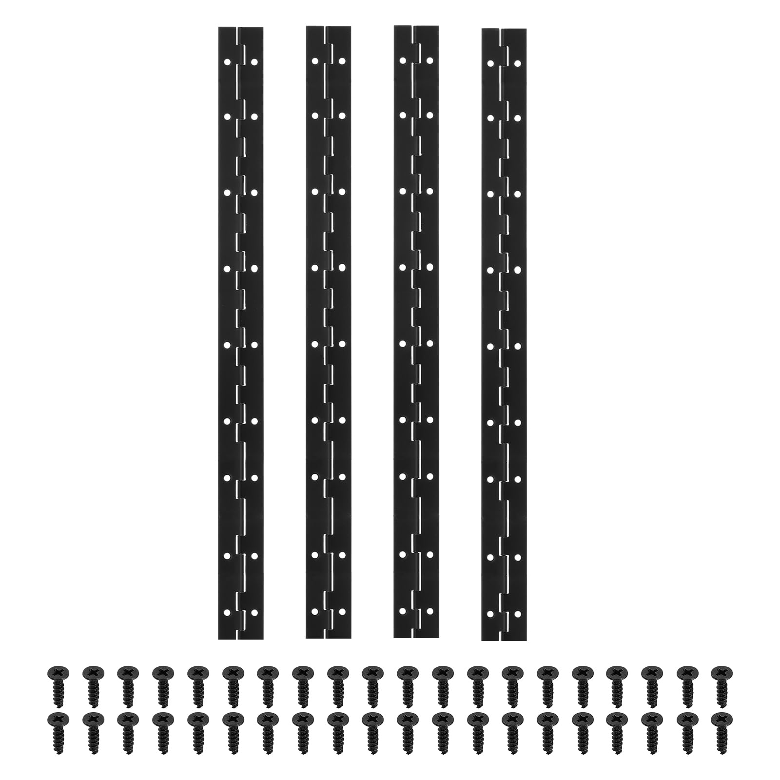 PATIKIL 18x1.2 Inch Piano Hinge,4 Pcs 304 Stainless Steel Continuous Hinge with Holes for Piano Gate Door Wooden Storage Box Cabinet Boat,Black
