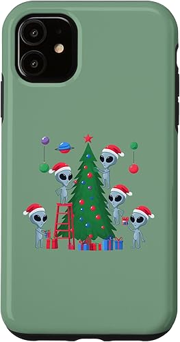 Miniatura 7 de iPhone 1212 Pro Aliens Decorating a Christmas Tree - Alien Christmas Tree Case