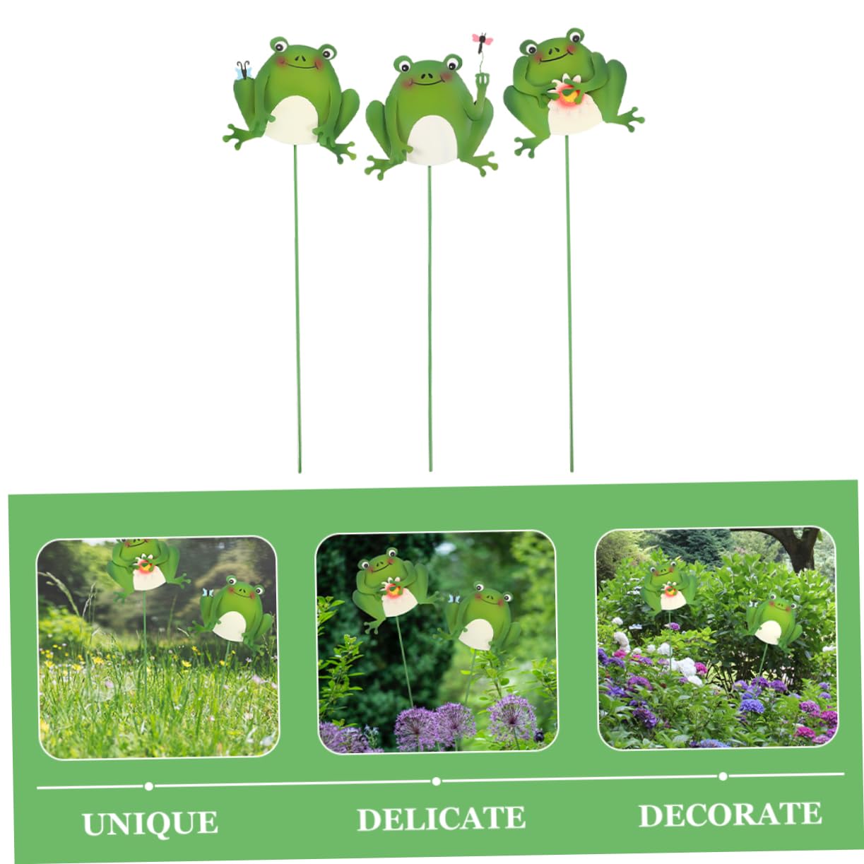 BESPORTBLE 9stücke Teiliges Gartenstecker Frosch Deko Eisenfiguren Für Außenbereich Farbenfrohe Ornamente Für Blumentöpfe Und Gartenbeete Für Gartenliebhaber Einweihungsgeschenk