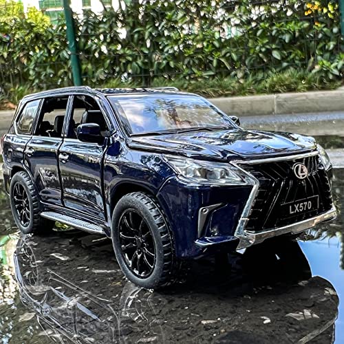 Bdtctk 1/32 Compatible For Lexus Lx570 Off-Road In Luxury Suv Model Car, Zinc Alloy Pull Back Toy Car With Sound And Light For Kids Boy Girl Gift(Blue) #TOP6