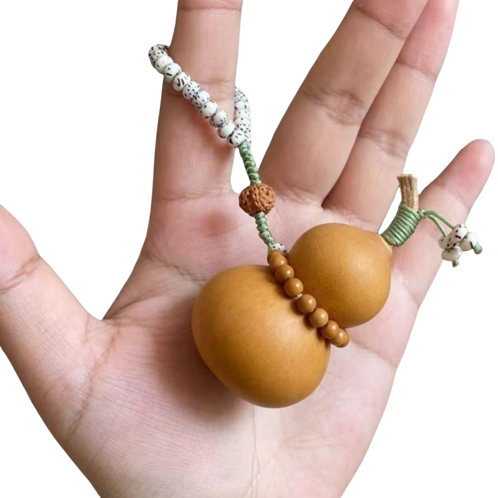 PXXINI Natural Gourd Car Hanging Ornament Handcrafted Beaded Decor with Tassel Unique Mirror Charm for Home Auto Gift (Green)