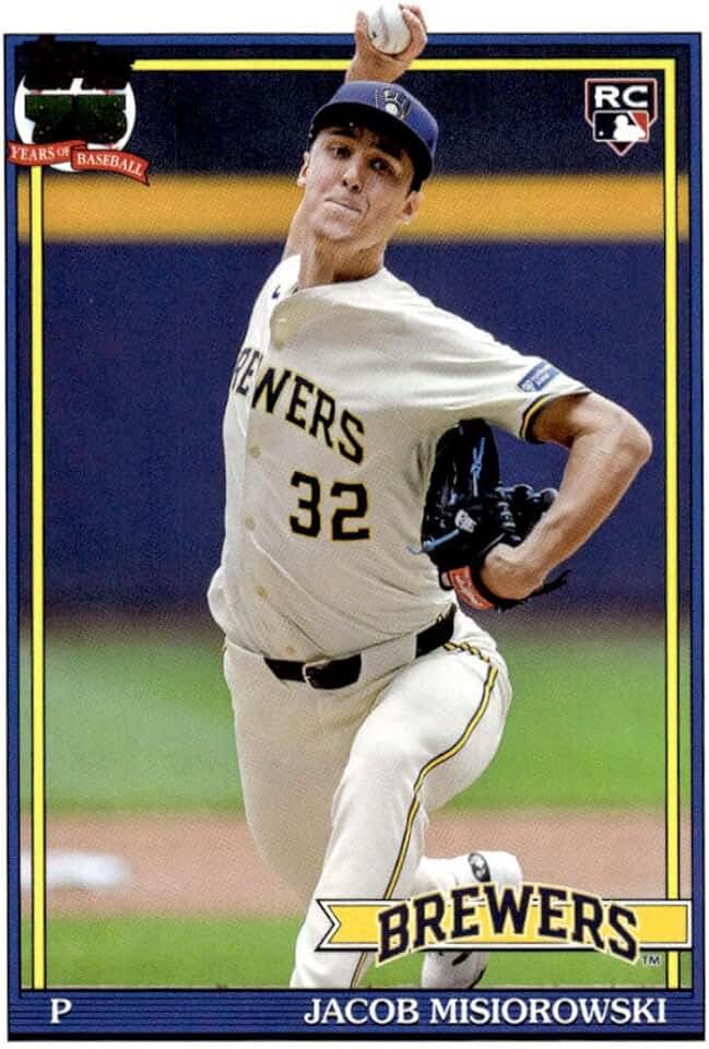 2026 Topps Series 1 Baseball 1991 Topps T91-74 Jacob Misiorowski RC Rookie Milwaukee Brewers Official MLB Trading Card (Stock Photo Shown, Near Mint to Mint Condition)