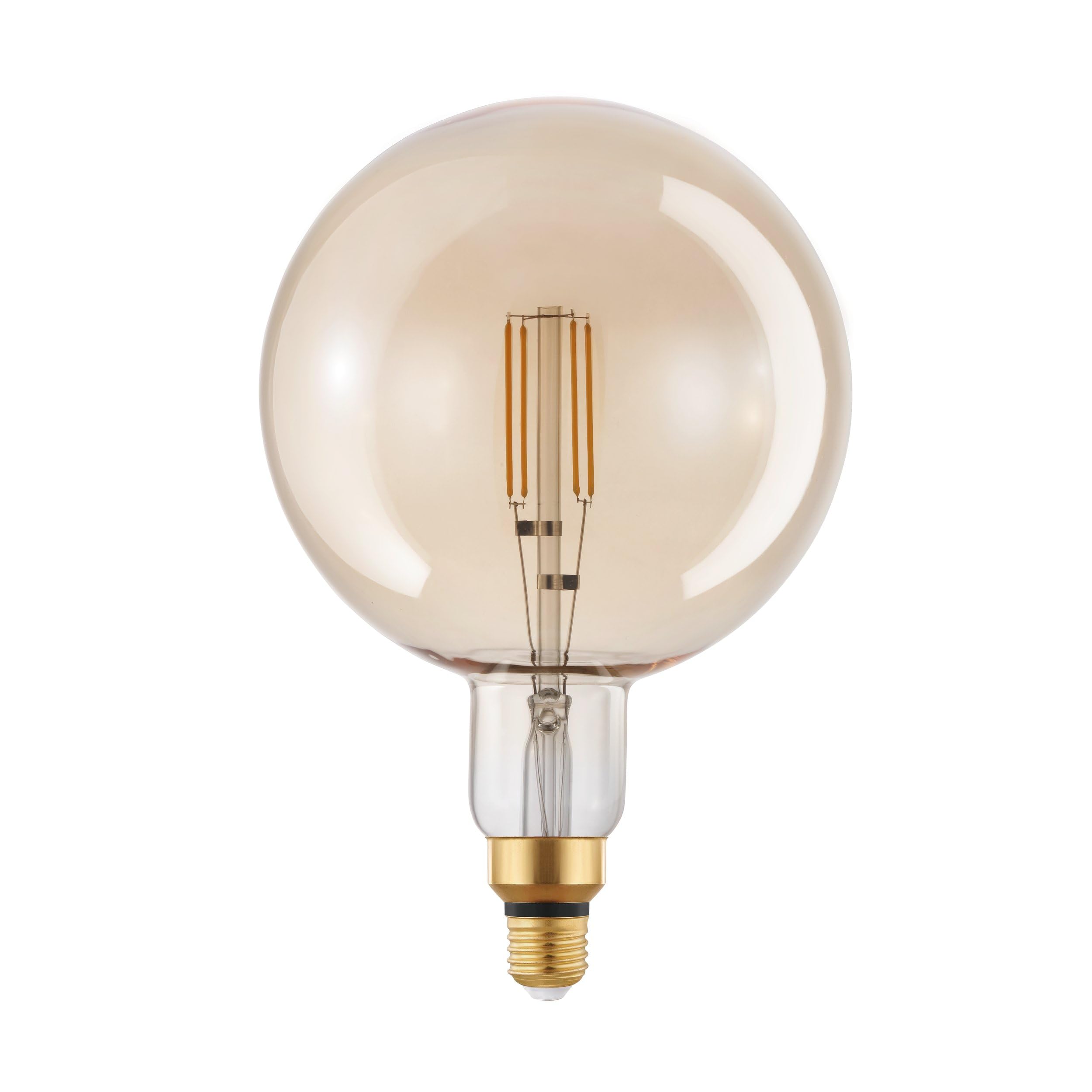 Eglo Dimmable E27 Filament LED Light Bulb Big Size, Extra-Large Amber Vintage Edison Globe lamp, Drop Shape, 4.5 watt (Equivalent to 40 watt), 470 Lumen, Warm White Glow, 2200 Kelvin, G200, Ø 8"