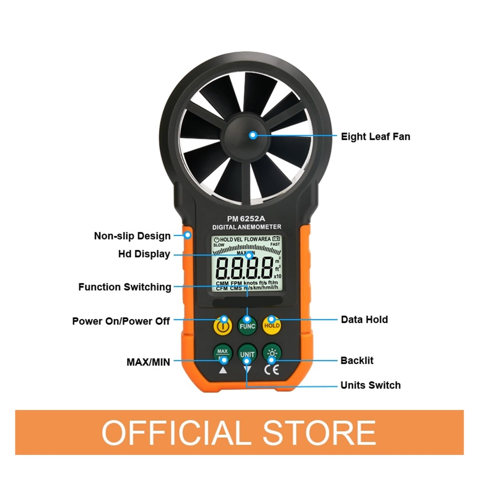 Anemómetro Digital MS6252A MS6252B, medidor de velocidad del viento, flujo aire, volumen, temperatura ambiente, humedad, USB(MS6252B)