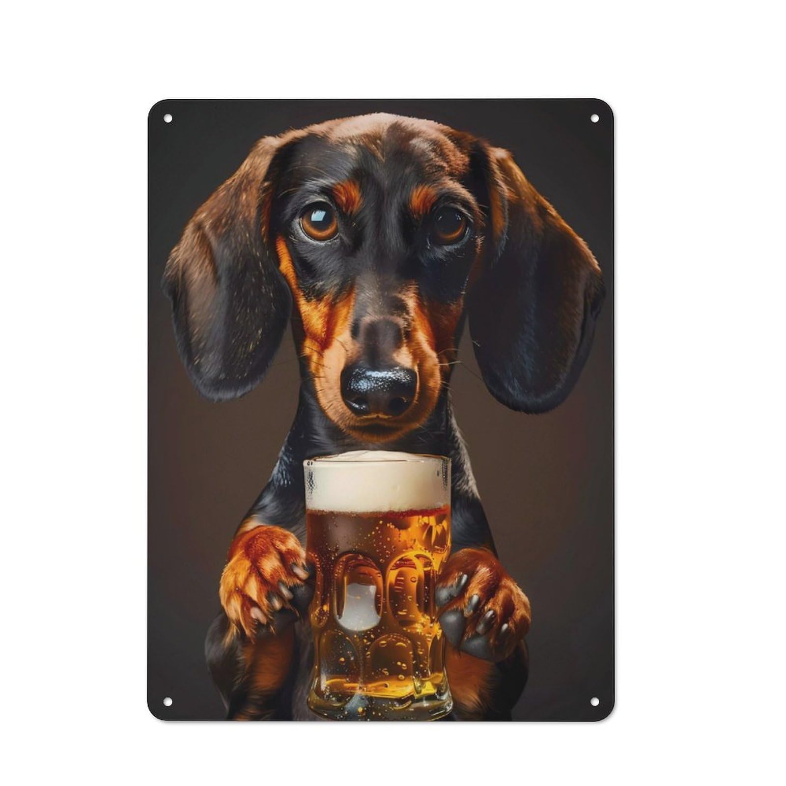 Junmoney Dachshund Beer Rustic Tin Wall Plaque 40X30cm For Studio Or Craft Room, For Garage, Workshop And Man Cave Decoration