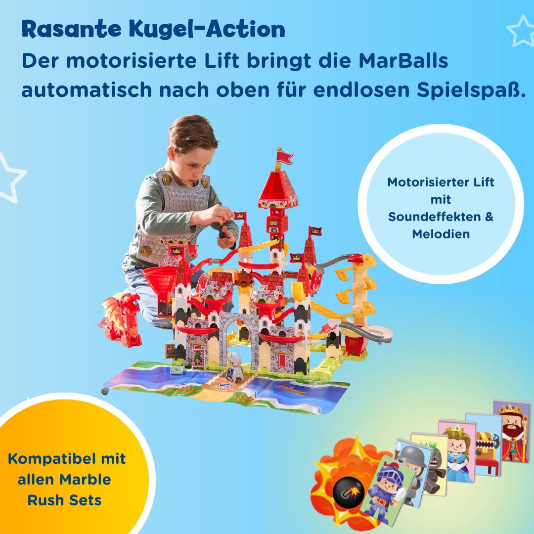 VTech Marble Rush Adventure Castle – Kugelbahn mit Lift, 171 Teile