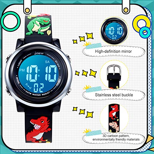 Kids Digital Sport Watches for Girls Boys, Waterproof Outdoor LED Timer with 7 Colors Backlight 3D Cartoon Silicone Band Child Wristwatch3