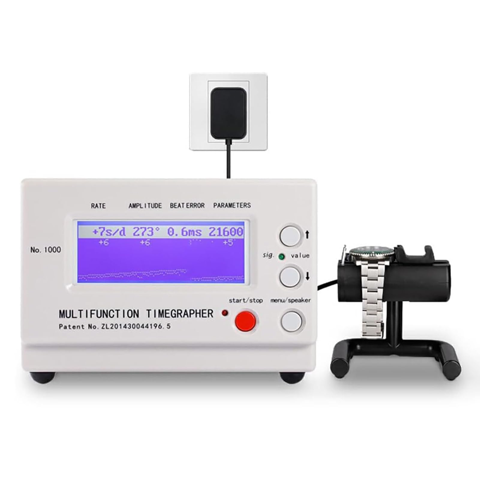 Wielofunkcyjny zegarek z funkcją pomiaru czasu, profesjonalny chronograf nr 1000-6 pozycji kalibracji, czujnik mikrofonu i wyświetlacz LCD do zegarków mechanicznych/automatycznych
